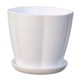 thumbnail image 2 of romoty Flower Petal Shaped Plastic Plant Pot with Saucer White, 6.3 in Lightweight Decorative Succulent Planter with Drainage Hole for Indoor Outdoor Desk Garden Decor, 2 of 6