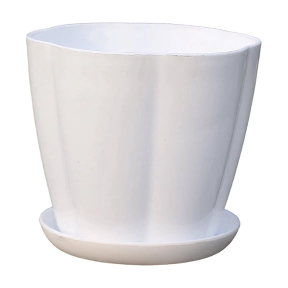 Yhmxh Plastic Plants Pots with Matching Drainage Saucers, Cute Round Flower Planter Containers, Lightweight Indoor Outdoor Plants Pots for Pothos, Flowers, Balcony Windowsill Garden Planting Decor