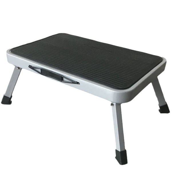 Taburete de cocina pequeño y plegable más seguro, taburete de seguridad duradero para uso en el hogar y la oficina, superficie antideslizante, fácil almacenamiento y ajuste rápido de altura (diseño