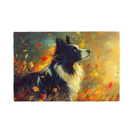 

Table Placemats Set of 4 - Autumn Countryside Border Collie 12x18 In Faux Linen Double Heat Resistant Place Mats Cloth Indoor/Outdoor Placemats Washable Table Mats for Dining Kitchen Party