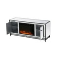 thumbnail image 6 of James 60 in. mirrored tv stand with wood fireplace in black, 6 of 13
