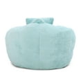 thumbnail image 6 of Giant Bean Bag Chair for Adults, Oversized Lazy Sofa with Footstool and Handle, Faux Fur Shell-Shaped Reading Chair for Living Room Bedroom, Light Blue, 6 of 8