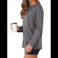 thumbnail image 2 of Tops de Larga para Mujer, Holgados, Bonitos, Gruesos, para Otoño e Invierno, Ropa de Crucero A Gris XXL, 2 of 9