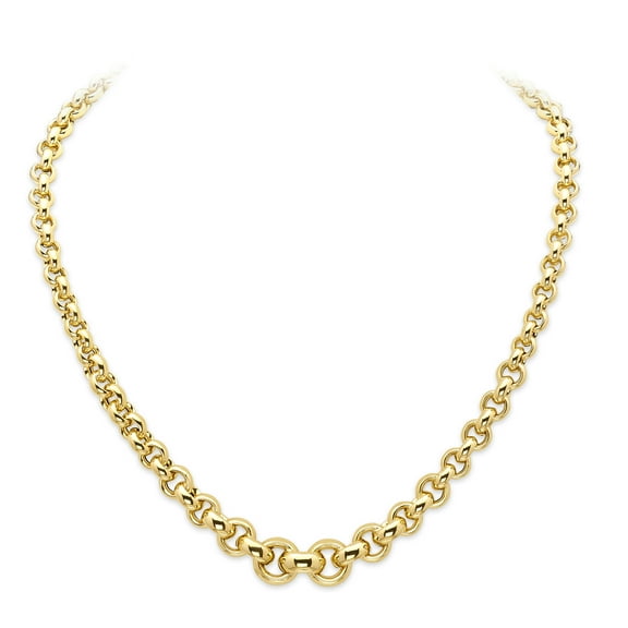 Wellingsale 14k Yellow Gold Polished 12mm Fancy Graduated Hollow Necklace - 18"