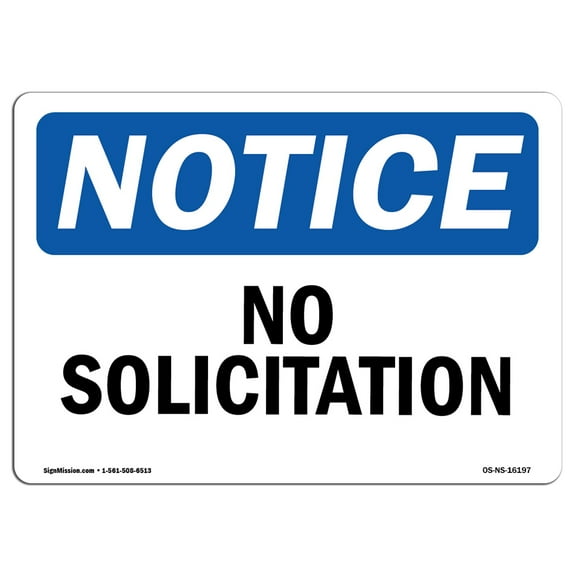 OSHA Notice Sign - NOTICE No Solicitation | Decal | Protect Your Business, Construction Site, Warehouse & Shop Area |  Made in the USA