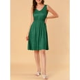 thumbnail image 6 of Allegra K Women's Midi Polka Dots V-Neck Tie Drawstring Waist Sleeveless Dress, 6 of 7