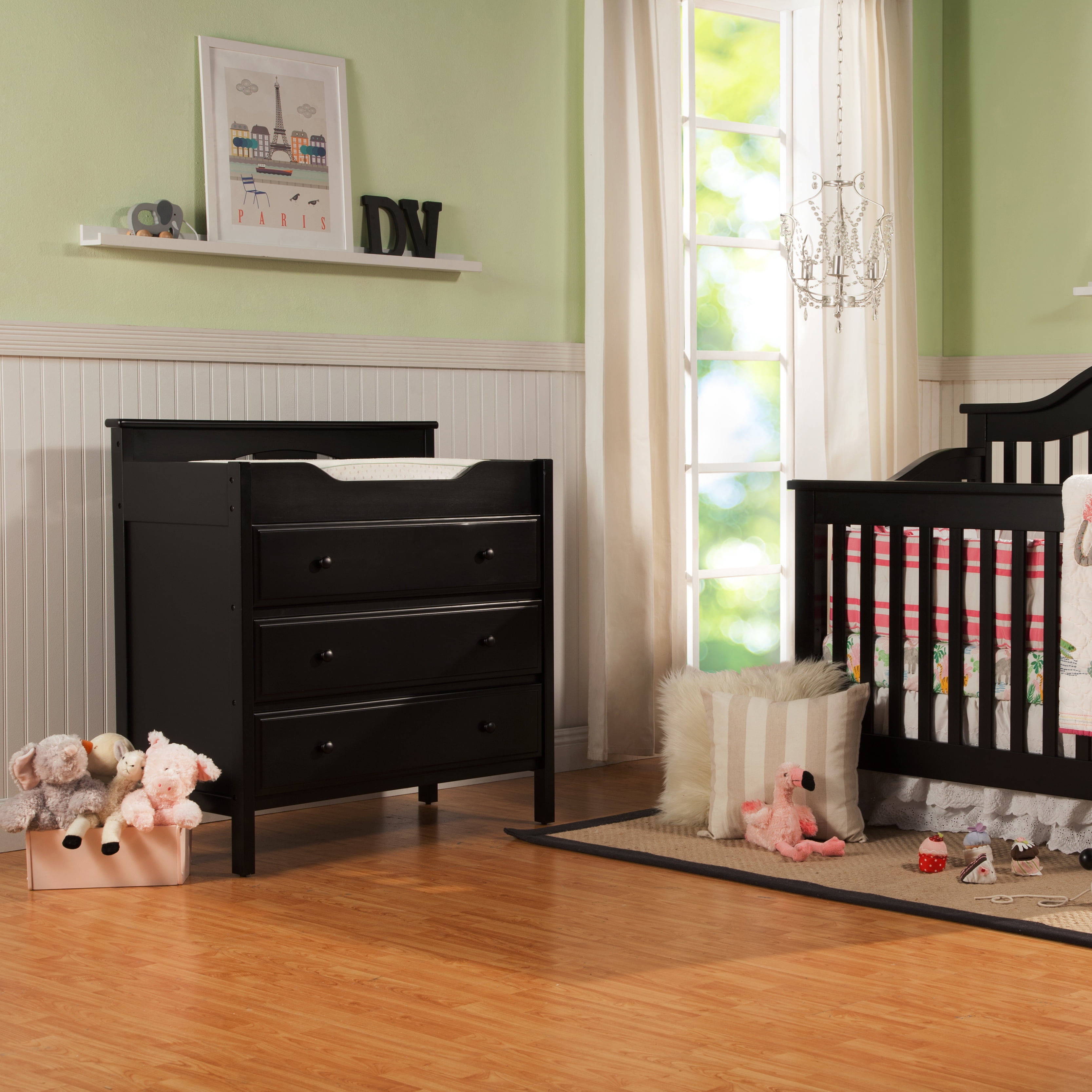 Free Shipping DaVinci Jayden 3 Drawer Changer Dresser in Ebony Black Walmart