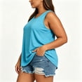 thumbnail image 7 of hoksml Women Round Neck Sleeveless Tank Top Curved Hem Loose Plus Size Casual Tee for Summer Daily Wear, 7 of 7
