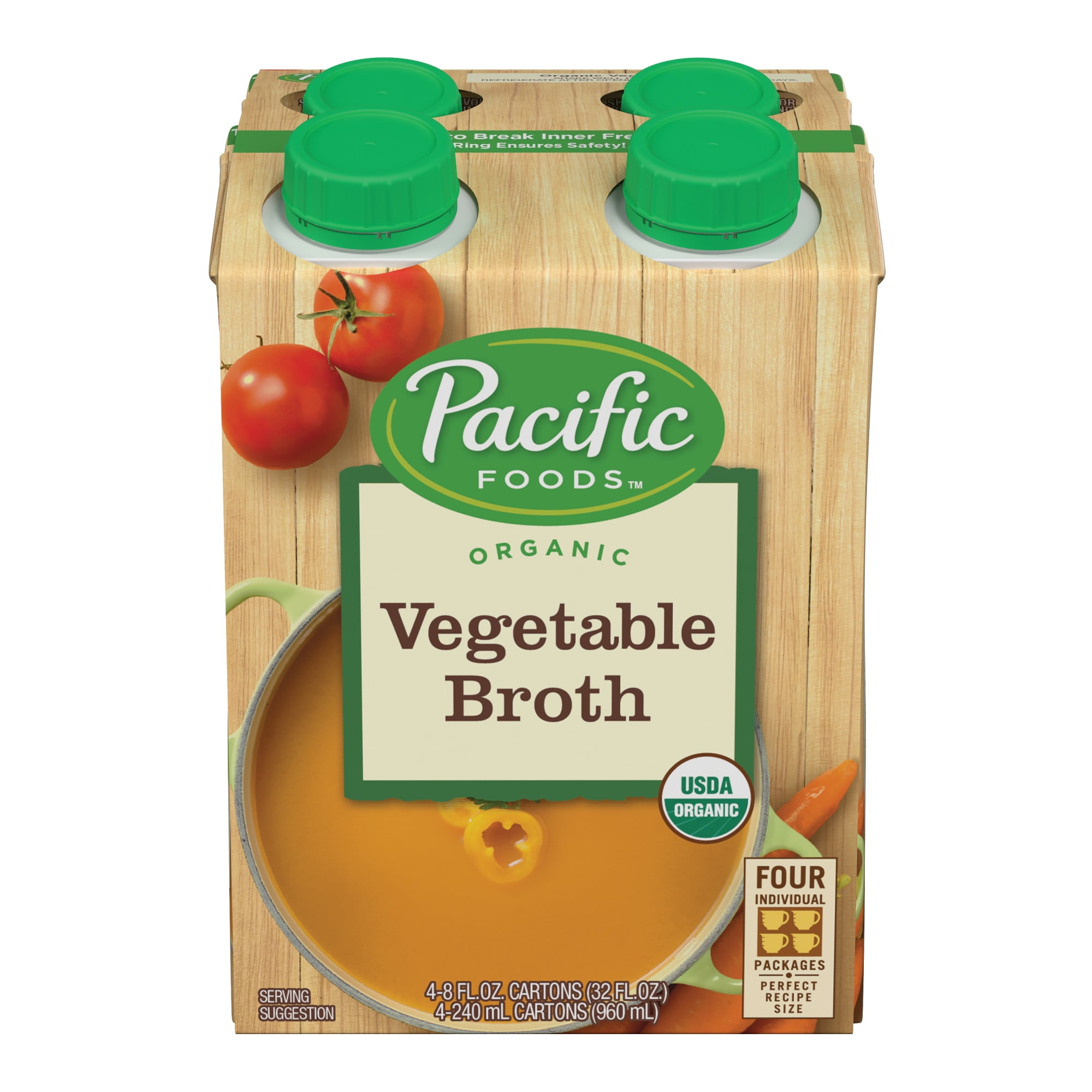Pacific Foods Organic Vegetable Broth, 8oz, 4pack