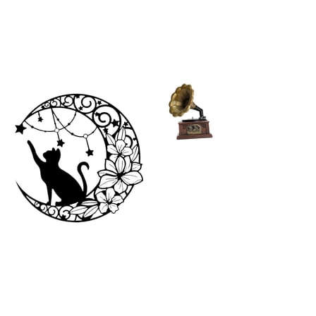 2 Pieces Wall Art Black Cat Statue Resin Figurine Vintage Metal Material Ideal for Cat Lovers Home Decor