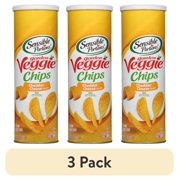 (3 pack) Sensible Portions Garden Veggie Snack Cheddar Cheese Potato Chips, 5 oz, Cardboard Canister