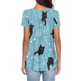 thumbnail image 2 of Chririnla Black Cats Blouses for Women Plus Size Tops Shirt Cute Short Sleeve Tunic Blouse Summer V Neck Swing T Shirts, 2 of 6