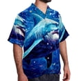 thumbnail image 2 of Starry Shark Men's Short Sleeve Casual Printed Button Down Beach Shirt - Summer Hawaiian Top, 2 of 6