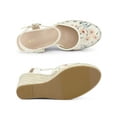 thumbnail image 4 of BLISSFUL STEP Women's Espadrille Platform Closed Toe Lace Wedge Heel Sandals White Green 9.5, 4 of 6