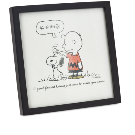 Hallmark Peanuts Charlie Brown Snoopy Friends Make You Smile Framed Artwork New