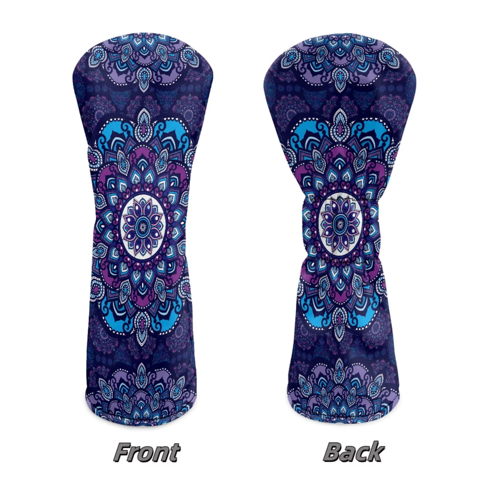 Uorisanigo Golf Club Head Covers for Drivers Fairway Woods Hybrids - Premium PU Leather Purple Boho Mandala Floral Golf Club Headcovers - 3 Piece Set for Men and Women