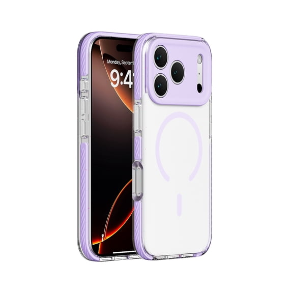 for iPhone 13 Pro Case, Clear Magnetic Transparent Phone Case, Military Grade Drop Protection, Anti-Scratch Non-Yellowing Rugged Shockproof Phone Cover for iPhone 13 Pro, Purple