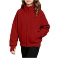 thumbnail image 6 of luawuai Girls Full Zip Sweatshirt Jacket with Pockets, Red, Size 13-14 Years, 6 of 6