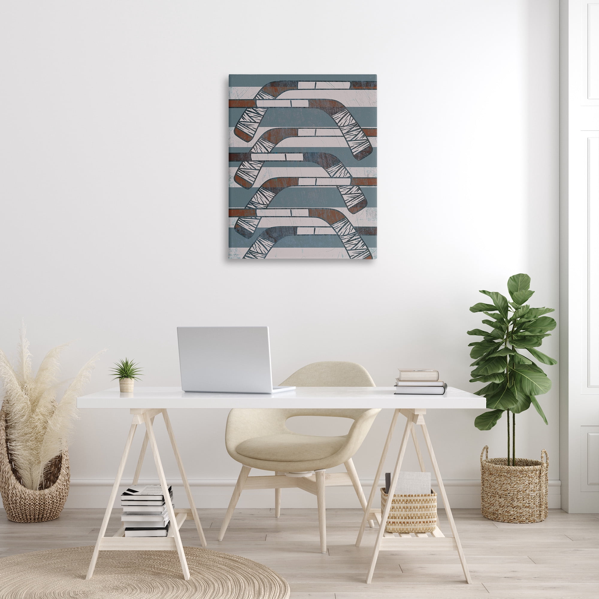 Stupell Industries Crossed Hockey Sticks Sports Painting Gallery Wrapped Canvas Art Print Wall Art, 30 x 40