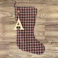 thumbnail image 7 of Vintage Christmas 2 Plaid Quilted Christmas Stocking With Personalized Letter Charm, 7 of 7