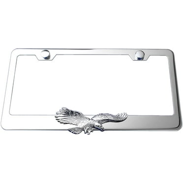 Flying Eagle 3D Chrome Emblem Polished Stainless Steel License Plate Frame