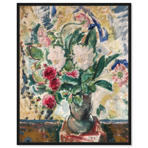 Alfred Henry Maurer-Flowers In A Vase Vintage Classic Roses Canvas Wall Art by Art Remedy, Black Floater Frame, 16"x20"