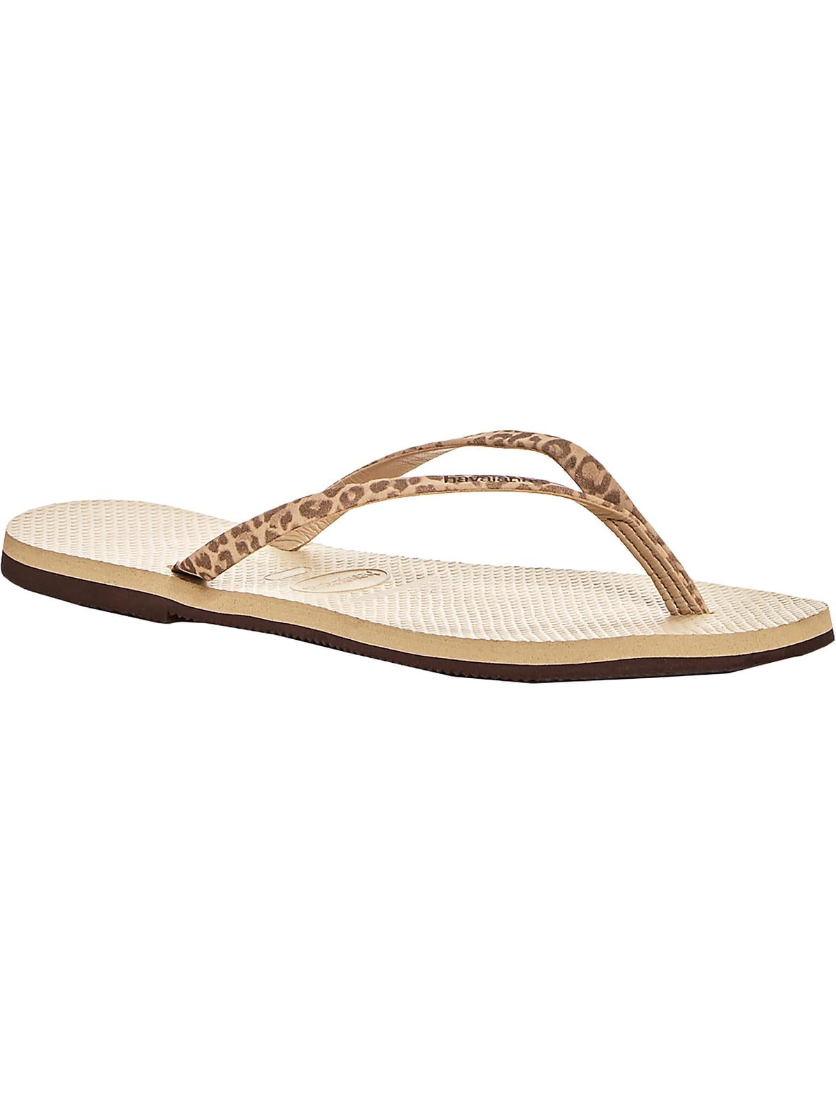 Havaianas Womens Animal Print Thong Flip-Flops Tan 6 Medium (B,M ...