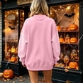 thumbnail image 5 of IAJDKMEK Womens Sweatshirt Halloween Print Top — Round Neck Loose Long Sleeve, Fall Tops for Women Festive Pullover,Pink M, 5 of 6