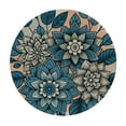 thumbnail image 2 of PIKWEEK  Green Lotus Fitted Round Table Cloth Line Art Flower Leaf Botany Elastic Stretch Tablecloth, 2 of 7