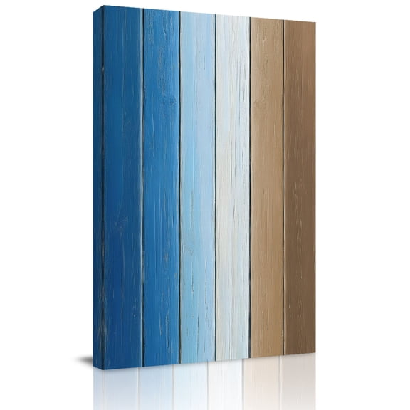 Canvas Wall Art, Blue Brown Framed Canvas Prints for Living Room Dining Room, Gradient Wood Grain Farmhouse Country Gallery Wrapped Wall Decor for Home Office, Gifts, 22"x28" Ship Next Day