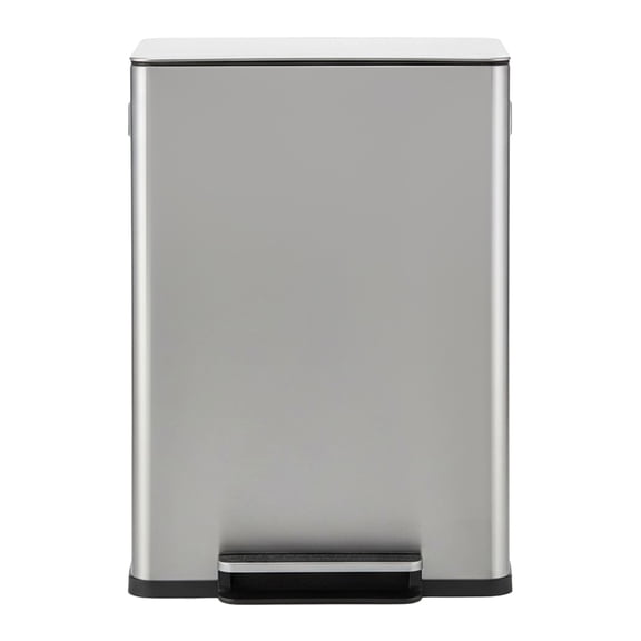 Simpli-Magic Kitchen Trash Can, 16 Gallon Stainless Steel Soft Close Step Garbage Bin with Infinity Edge Lid, Silver
