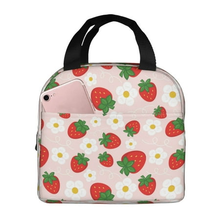 Insulated Lunch Bag for Women Men - Cute Strawberry Leakproof Cooler Lunch Box for Women Men  Lunch Tote Bags for Work School Picnic Travel