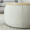 thumbnail image 6 of Round Storage Ottoman, 2-in-1 Function (End Table & Ottoman) with Small Seat (Light Grey, 25"x25"x14.7"), 6 of 9