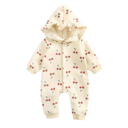 

XYIJANI Cloud Island Baby Clothes Toddler Kids Infant Newborn Baby Girls Long Sleeve Cute Cherry Print Thicken Romper Jumpsuit Outfits Clothes 12-18 Month Boy Clothes (Beige 24M)