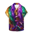 thumbnail image 5 of KeShDi 4x Men Button Up Short Sleeve Shirt Broadcloth Men's Carnival Printed Button Collar Mid Length Shirt Top Multicolor 5X, 5 of 6