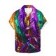 thumbnail image 5 of Blusa y camisa de manga corta con cuello vuelto para hombre, camisa de cuello abotonado con estampado de carnaval, blusa de longitud media para hombre, 5 of 6