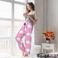 thumbnail image 3 of Fotbe Pink And White Polka Dot Women's Pajama Pants,Sleepwear Pants,Pj Bottoms Drawstring And Pockets-Small, 3 of 7