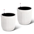 thumbnail image 2 of Self-Watering Tall Planters Set of 2 – Large Indoor/Outdoor Flower Pots with Marble Finish, Water Level Monitor & Hidden Wheels – Decorative Plant Containers for Living Room, Patio, Garden, Office, 2 of 8