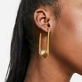 thumbnail image 4 of PISONIC Pearl Hoop Earrings for Women, U Shaped Huggies Earrings, Pearl Earrings Hypoallergenic U Earrings Jewelry, 4 of 6