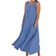 thumbnail image 2 of Puntoco Vestido Largo De Mujer Sin Mangas Con Cuello Redondo Color Liso Con Bolsillos Vestido Sin Mangas Con Cuello Redondo Azul Oscuro Xxl, Regalo Para Mujer, 2 of 5