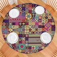 thumbnail image 2 of Boho Chic Round Tablecloth with Stretch Elastic Edge, Floral Pattern Cover for 38-42 Inch Tables, Decorative Dining Room Kitchen Decor, 2 of 7