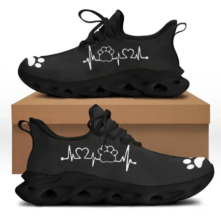 

Ladies Casual Animal Paw Print Brand Design Women Lightweight Flat Sneakers Lace-Up Shoes 2024