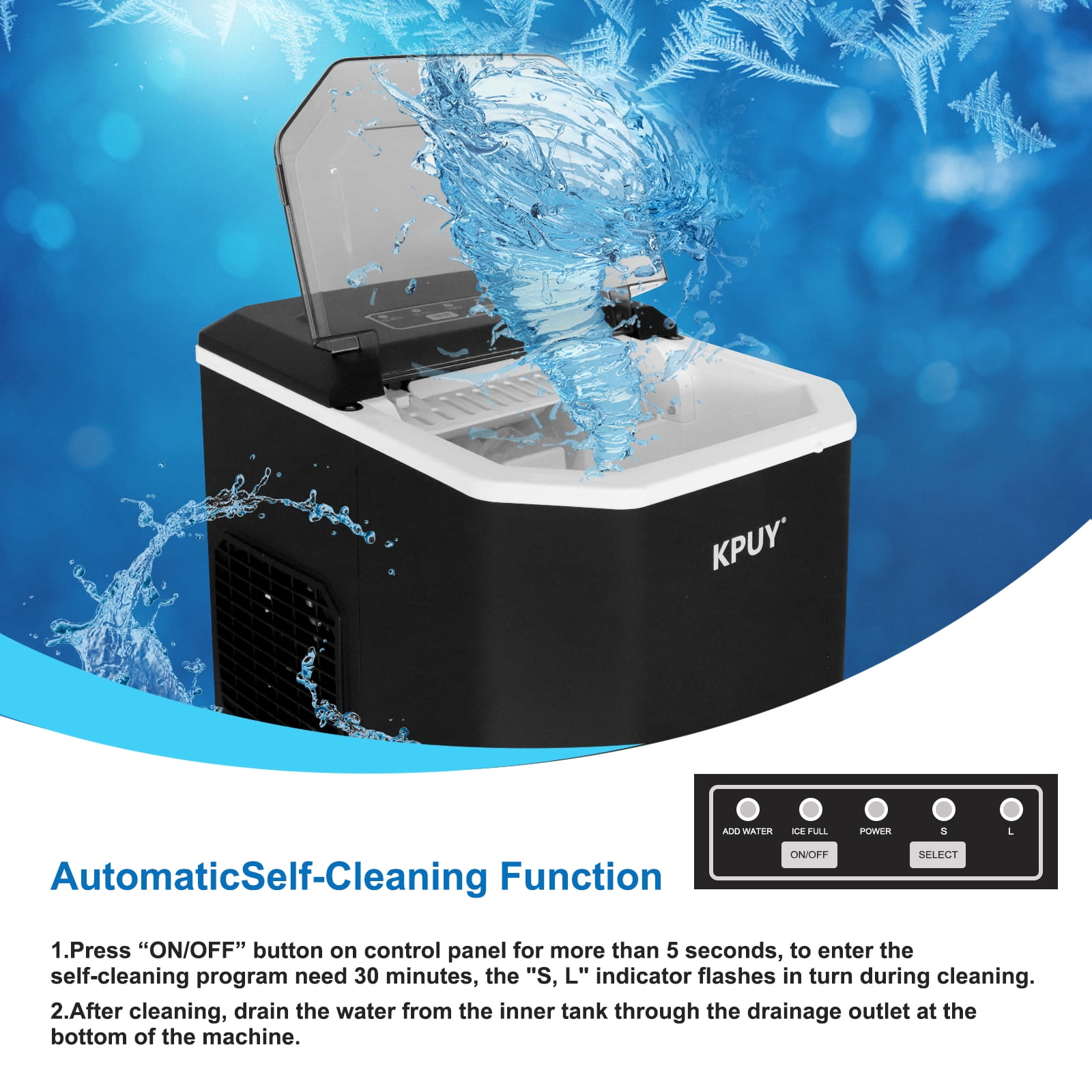 Ice Makers Countertop, Self-Cleaning Function, Portable Electric Ice Cube Maker Machine, 9 Bullet Ice Ready in 6 Mins, 26lbs 24Hrs with Ice Bags and Ice Scoop Basket for Home Bar Camping RV(Silver)