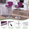 thumbnail image 4 of Bar Stools Set of 2, Scallop-Shaped Adjustable Swivel Barstools, Modern PU Leather Counter Height Stools for Island, Dining, Bistro, Pub (Purple), 4 of 11
