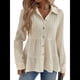 thumbnail image 3 of Blusa Peplum con Botones y Cuello de Larga para Mujer, Holgada y Texturizada. S, 3 of 9