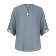 thumbnail image 5 of Giftesty Womens Tops 2023 Fashion Women Casual Chiffon Short Sleeve V-Neck Solid Loose Tops Blouses, 5 of 5