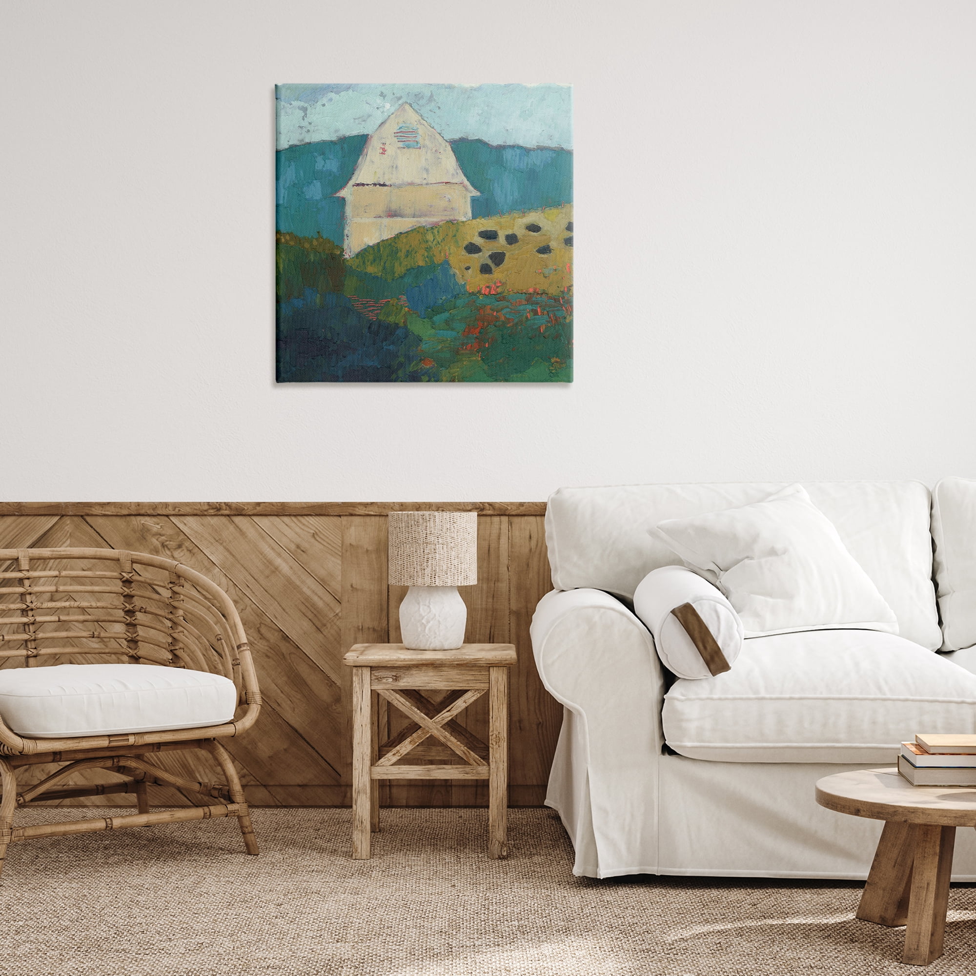 Stupell Industries Abstract Farm Impression Abstract Painting Wrapped Canvas Art Print Wall Art, 30 x 30