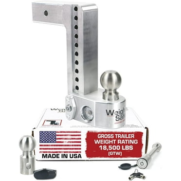 Weigh Safe WS10-2.5-KA 10" Drop Hitch, 2.5" Receiver 18,500 LBS GTW - Adjustable Aluminum Trailer Hitch Ball Mount w/ Built-in Scale, 2 Stainless Steel Balls, Keyed Alike Key Lock and Receiver Pin