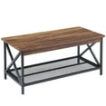 thumbnail image 4 of VECELO Coffee Table Set of 3 for Living Room, Industrial Coffee Table with 2 End Side Tables, Coffee Table Set with Metal Frame for Apartment Home Office, Brown, 4 of 9