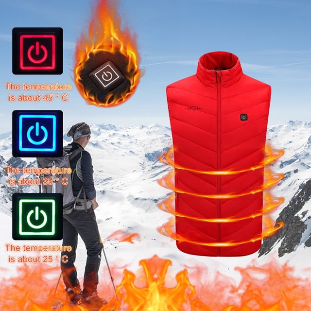 LOVZFMLL Vestes pour Hommes Intelligentes à Contrôle Unique Neuf Zones Chauffantes Mode Sans Manches à Capuche Veste Décontractée